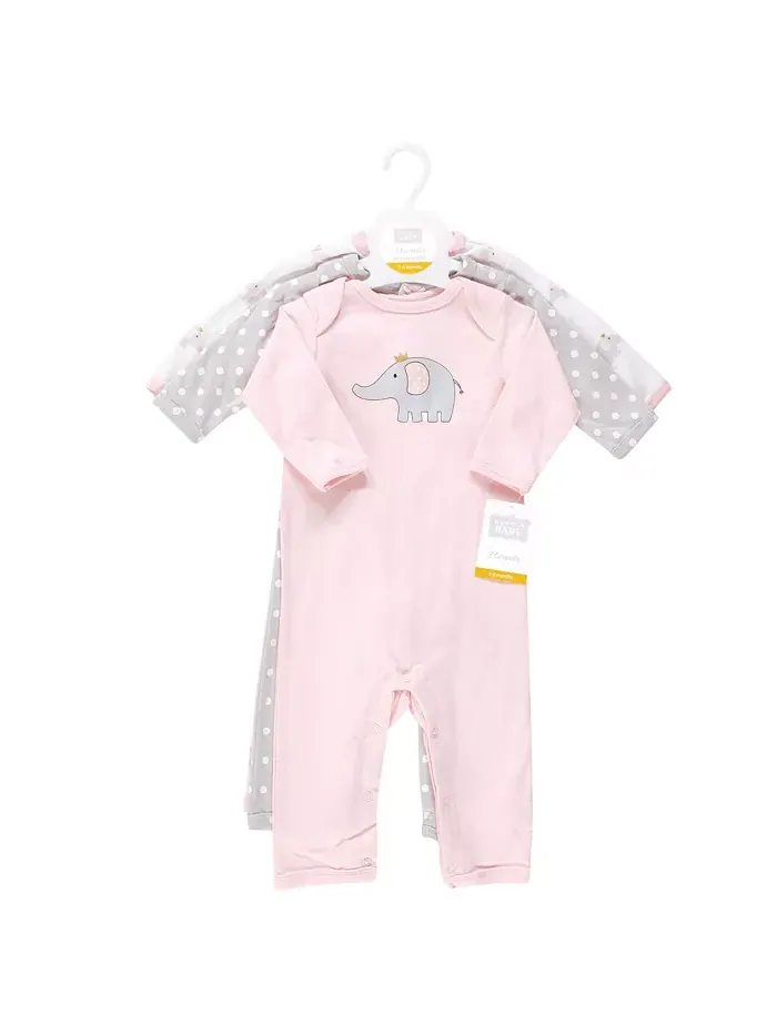 Детские комбинезоны Hudson из хлопка для девочек Hudson Baby — изображение 5 из 5, розовый серый