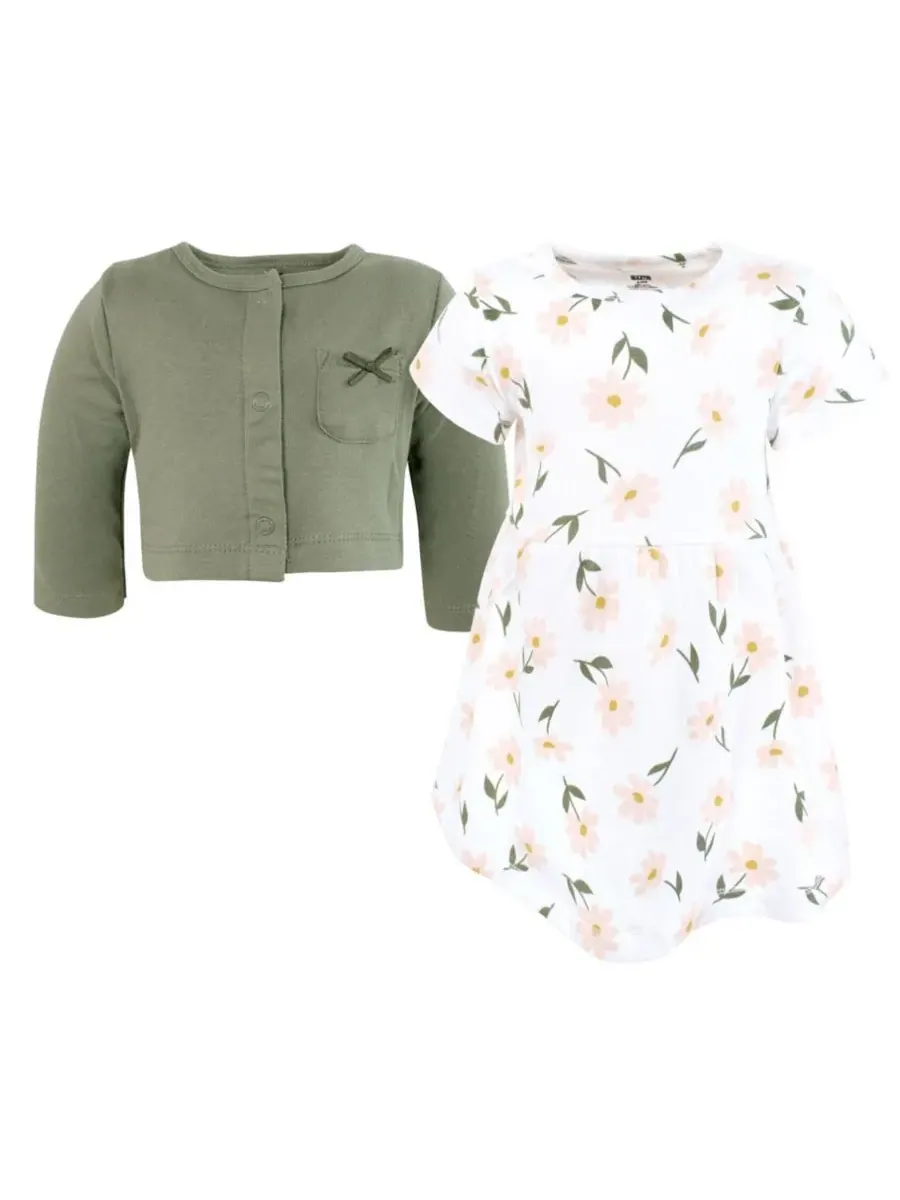 Коллекция хлопковых платьев и свитеров для девочек Hudson Baby, Sage Floral — изображение 5 из 5