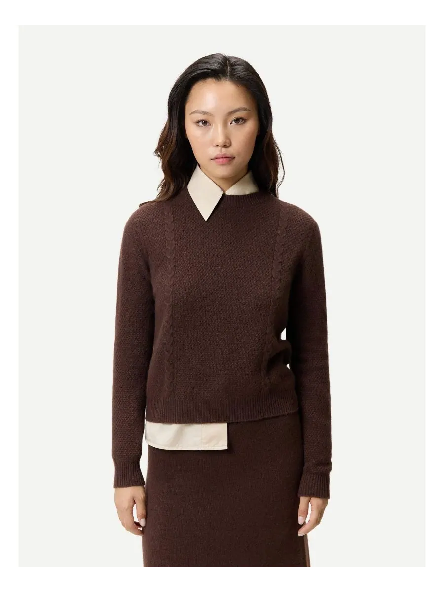 Женский укороченный кашемировый свитер с круглым вырезом Gobi Cashmere — изображение 1 из 7, черный