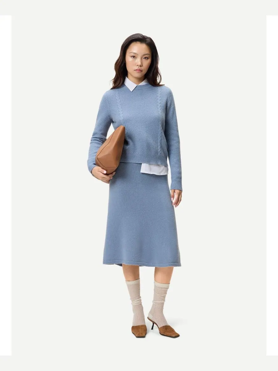 Женский укороченный кашемировый свитер с круглым вырезом Gobi Cashmere — изображение 3 из 6, синий