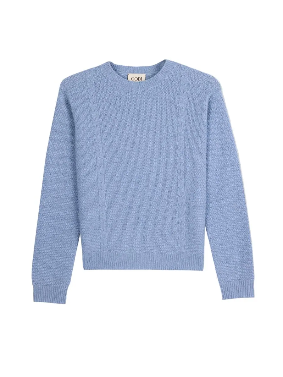 Женский укороченный кашемировый свитер с круглым вырезом Gobi Cashmere — изображение 6 из 6, синий