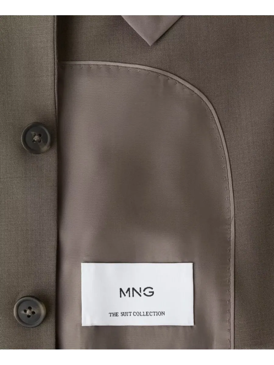 Пиджак Turin Wool Suit из шерсти MANGO — изображение 3 из 5, коричневый