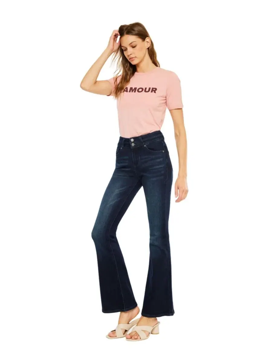 Джинсы-клеш с высокой посадкой Vida High Rise Flare Jeans KanCan — изображение 3 из 7, черный