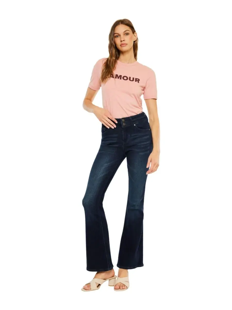 Джинсы-клеш с высокой посадкой Vida High Rise Flare Jeans KanCan — изображение 4 из 7, черный
