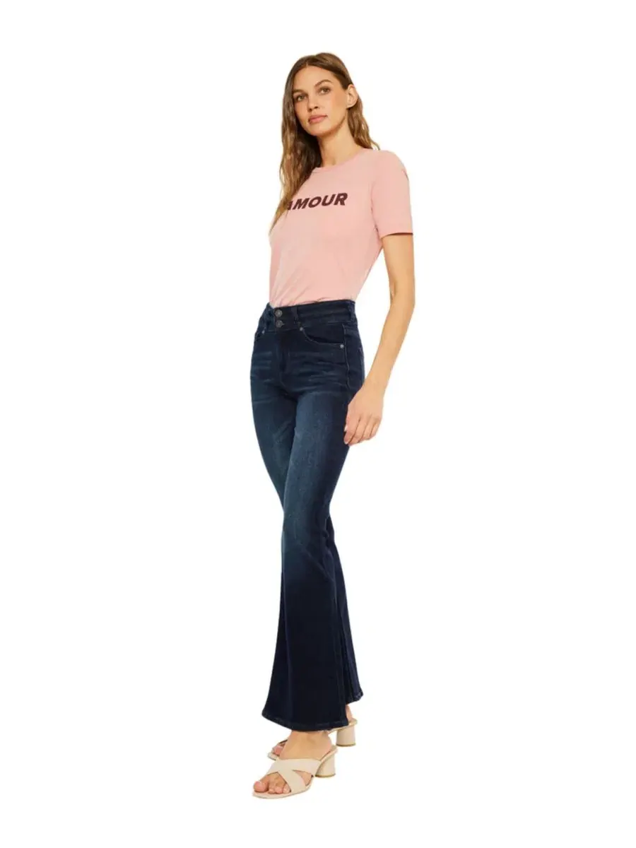 Джинсы-клеш с высокой посадкой Vida High Rise Flare Jeans KanCan — изображение 6 из 7, черный