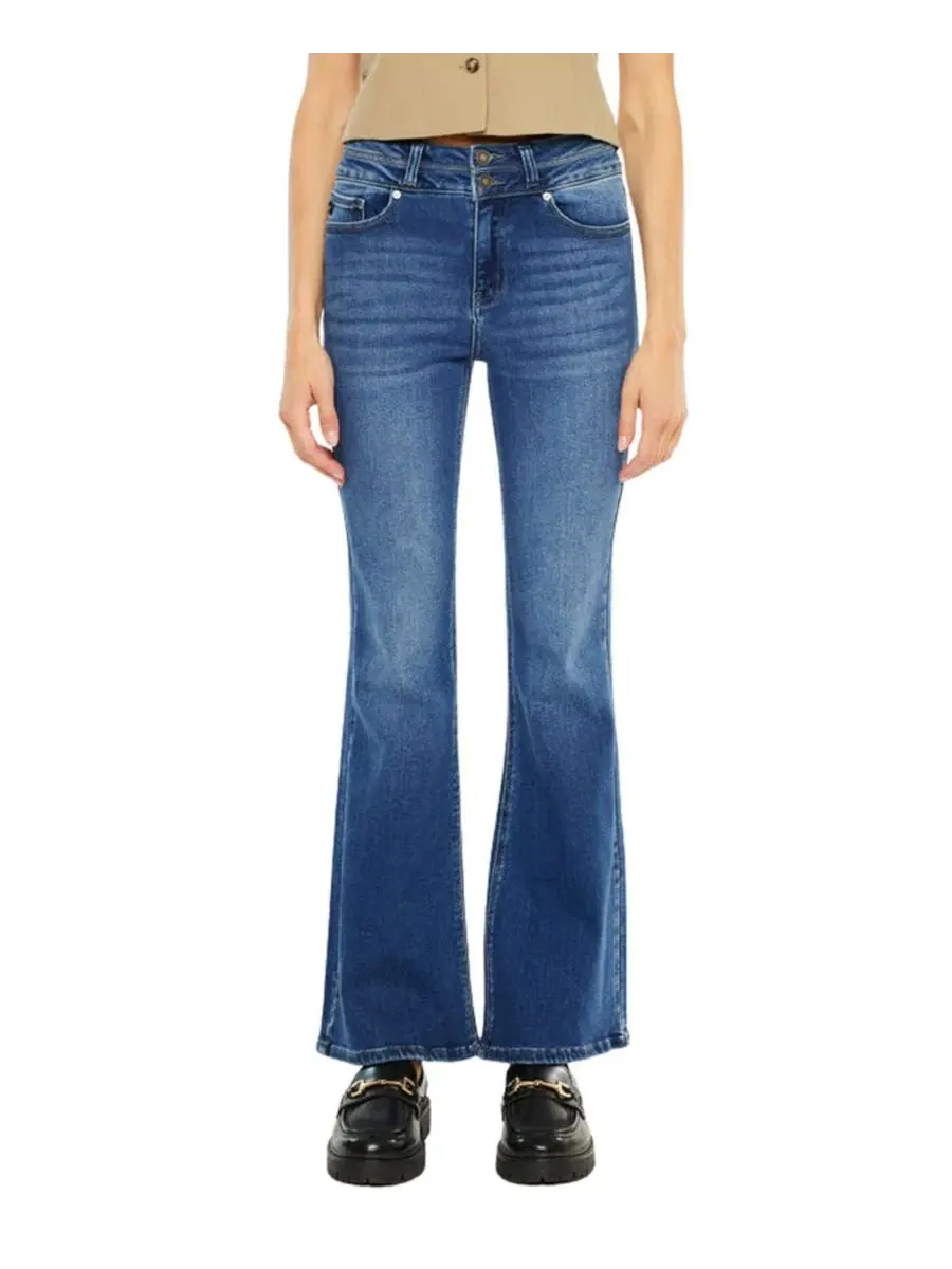 Джинсы-клеш с завышенной талией Vida High Rise Flare Jeans KanCan — изображение 1 из 7, средняя отмывка
