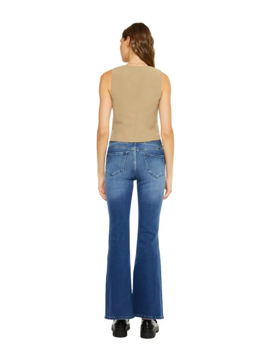 Джинсы-клеш с завышенной талией Vida High Rise Flare Jeans KanCan — изображение 2 из 7, средняя отмывка
