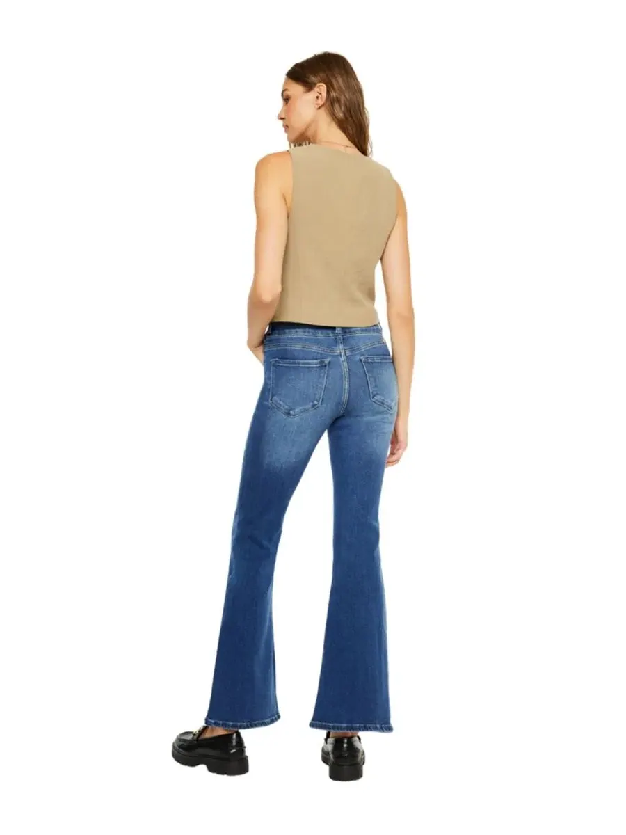 Джинсы-клеш с завышенной талией Vida High Rise Flare Jeans KanCan — изображение 5 из 7, средняя отмывка