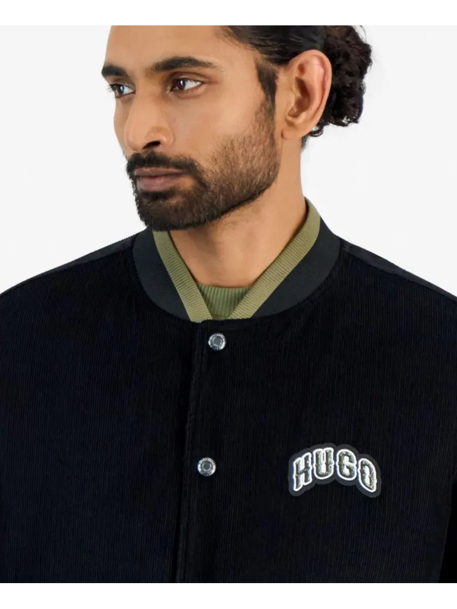 Бомбер из вельвета Berono Varsity Corduroy Hugo Boss — изображение 2 из 4, черный