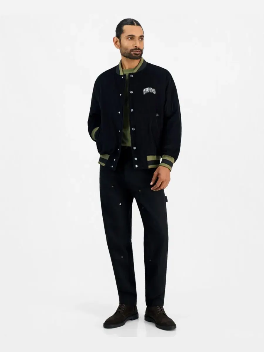 Бомбер из вельвета Berono Varsity Corduroy Hugo Boss — изображение 3 из 4, черный