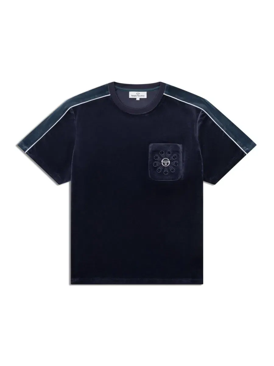 Футболка из велюра с нагрудным карманом Cresta Velour Pocket Sergio Tacchini — изображение 2 из 5, синий