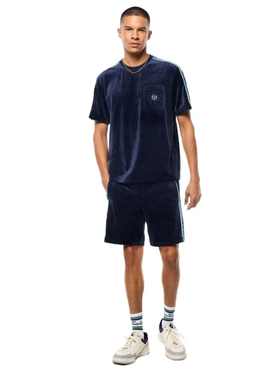 Футболка из велюра с нагрудным карманом Cresta Velour Pocket Sergio Tacchini — изображение 3 из 5, синий