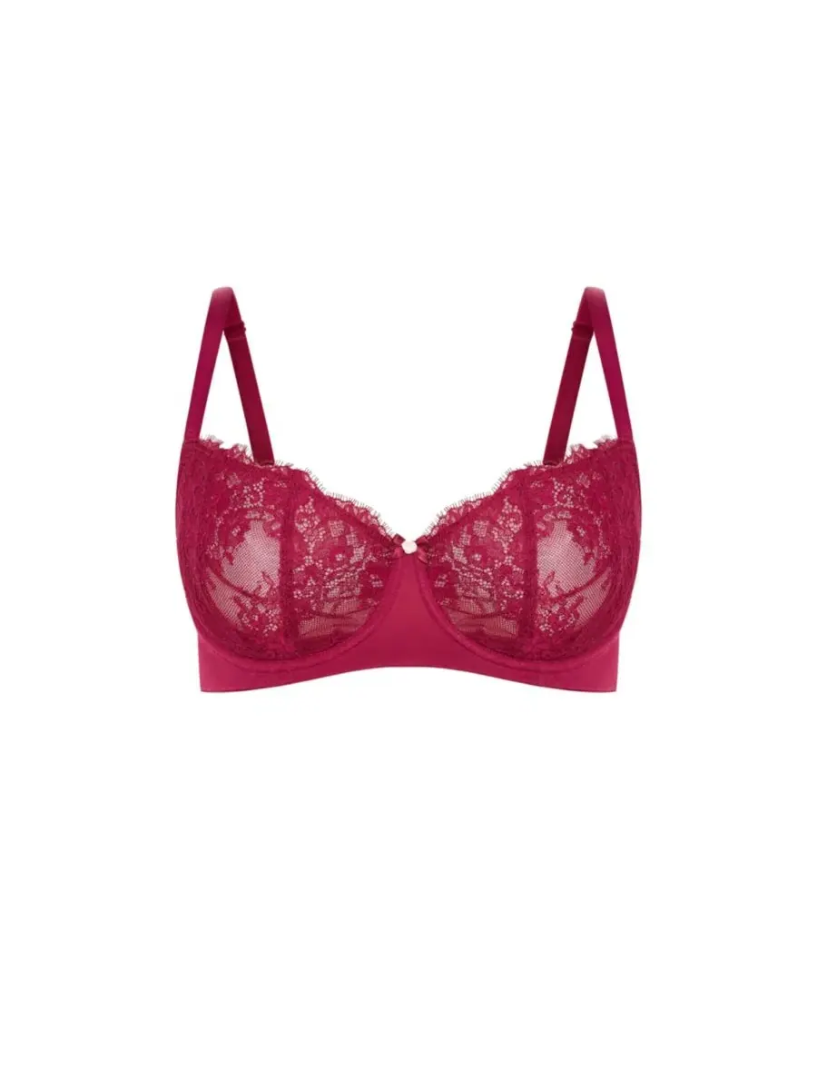 Бюстгальтер с чашками на косточках Poppy Demi Underwire Bra CITY CHIC — изображение 4 из 5, красный