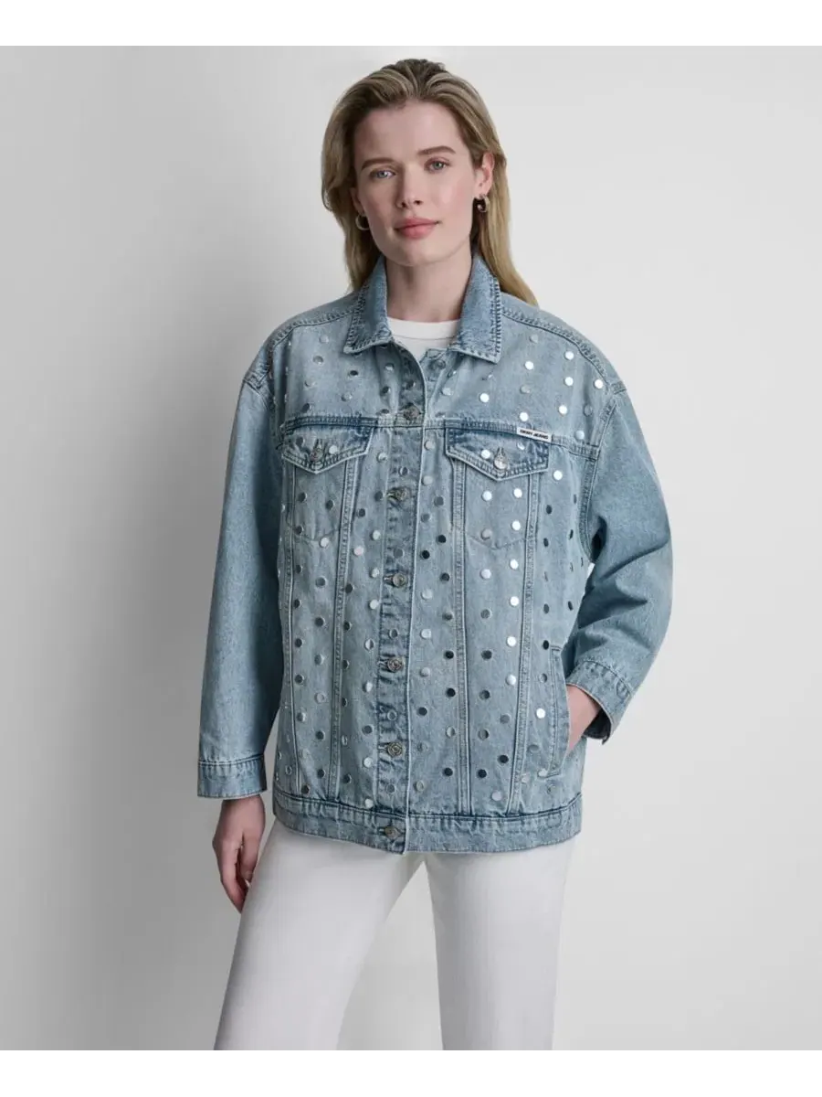 Джинсовая куртка свободного кроя с заклепками Payette DKNY Jeans
