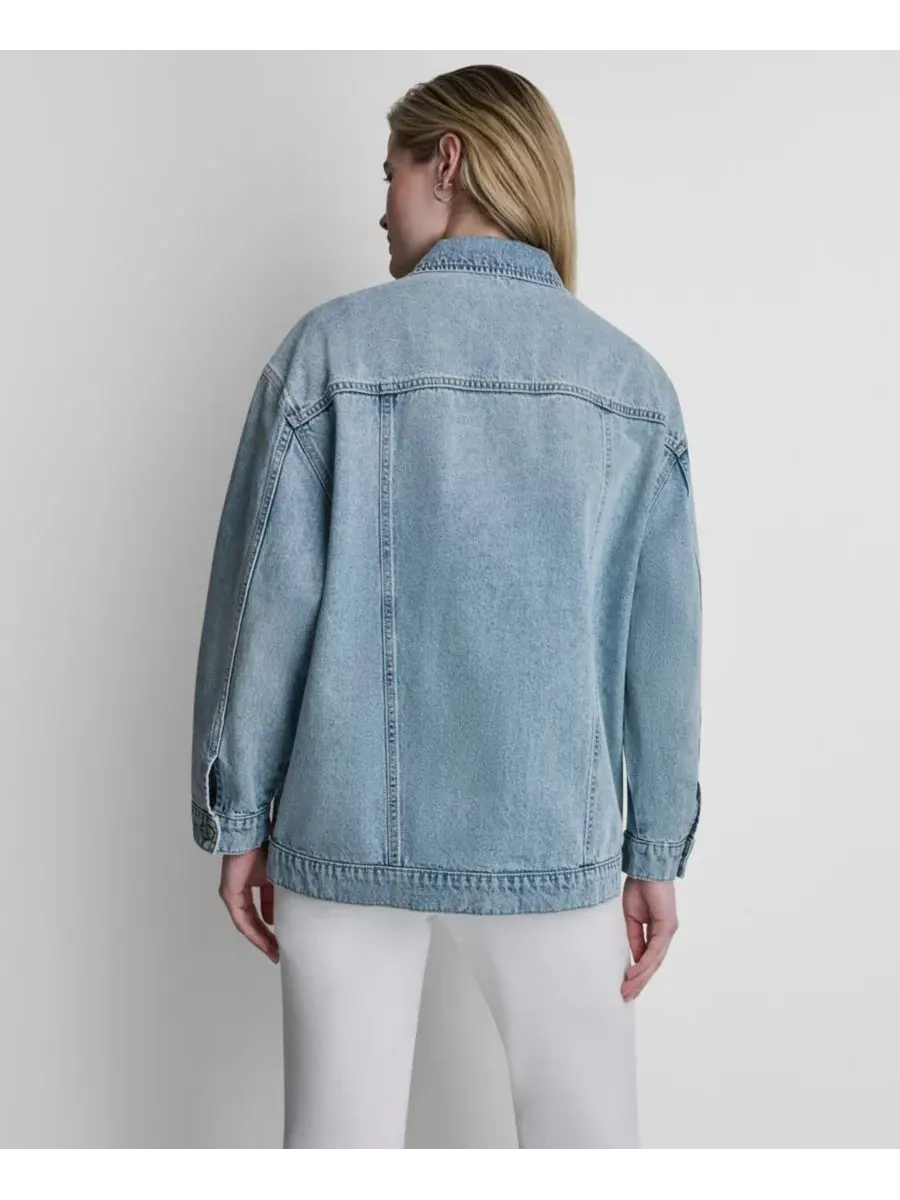 Джинсовая куртка свободного кроя с заклепками Payette DKNY Jeans — изображение 5 из 5, серый