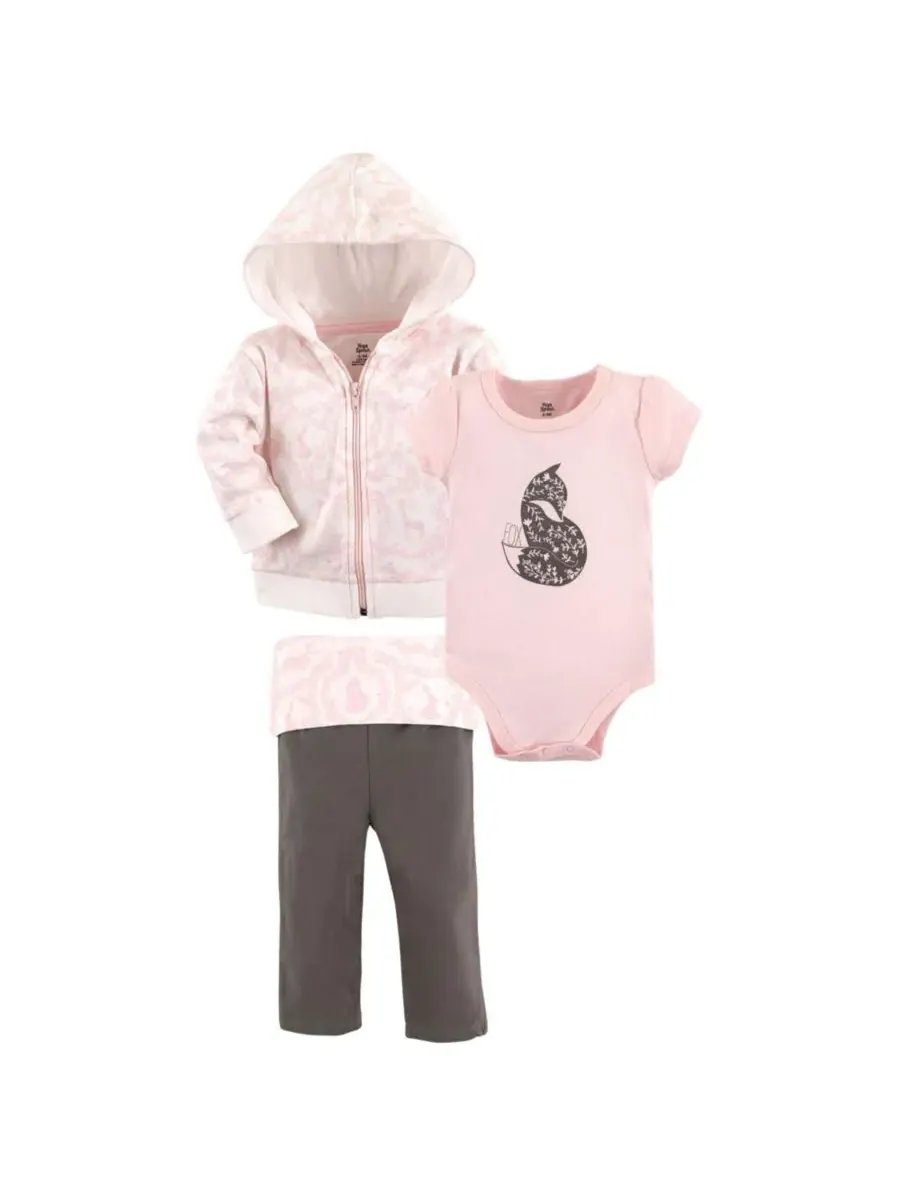 Хлопковая толстовка, боди или футболка и брюки Yoga Sprout, Lace Garden Baby