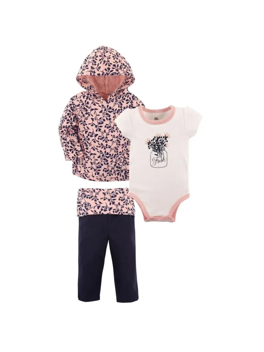Хлопковая толстовка, боди или футболка и брюки Yoga Sprout, Fresh Baby