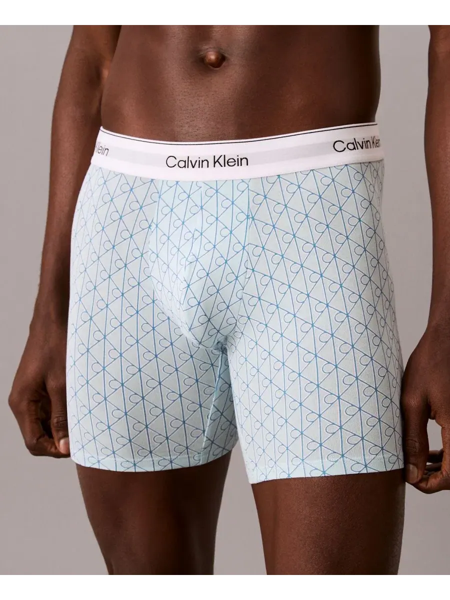 Трусы боксеры Calvin Klein Icon Cotton Stretch, 3-шт — изображение 5 из 6, серый//синий