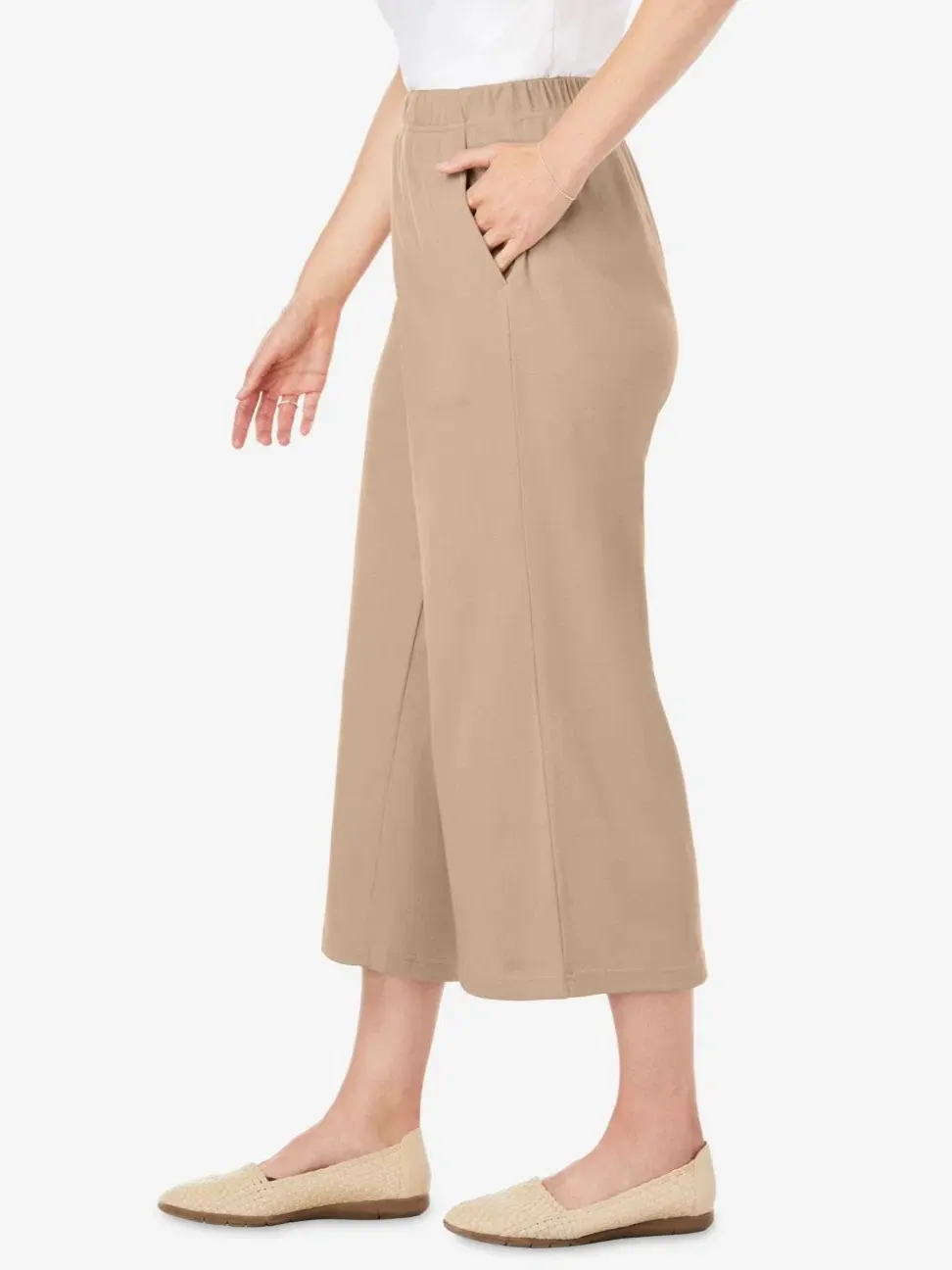 Брюки-кюлоты 7-Day Knit Woman Within — изображение 3 из 3, хаки