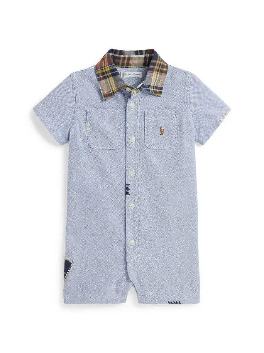 Комбинезон-поло с воротником мадрас, с заплатками Polo Ralph Lauren