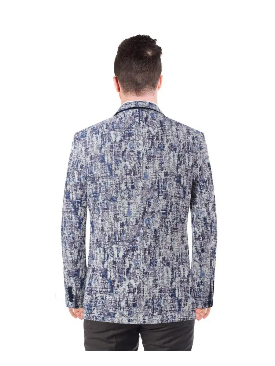 Мужской пиджак slim fit с лацканами — изображение 2 из 5, синий