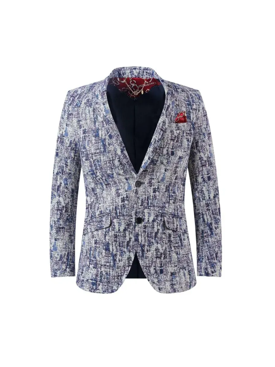 Мужской пиджак slim fit с лацканами — изображение 3 из 5, синий