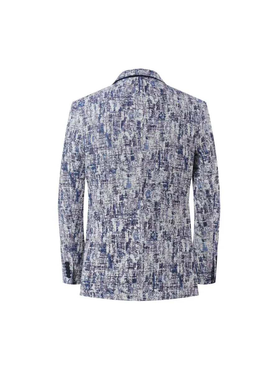 Мужской пиджак slim fit с лацканами — изображение 4 из 5, синий