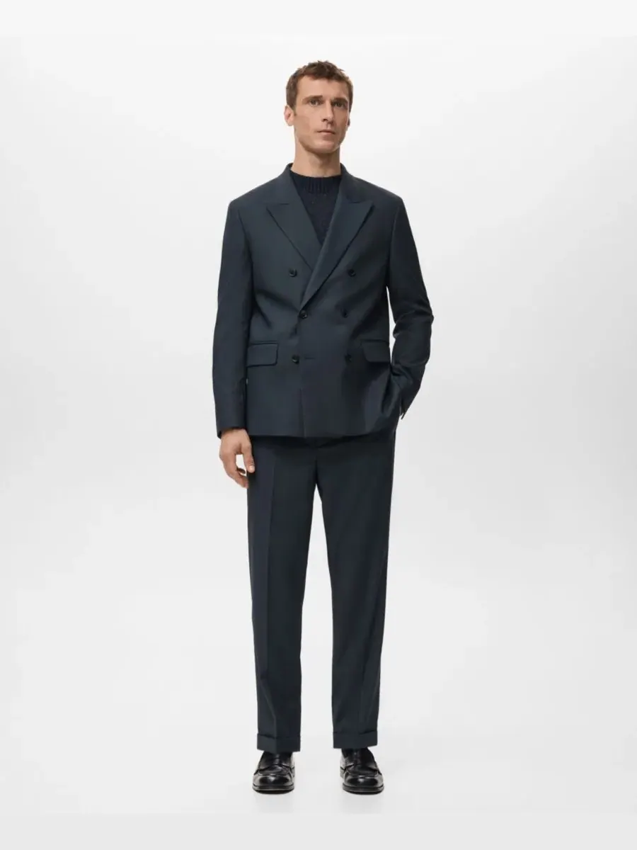 Мужские брюки от костюма Boston Slim-Fit MANGO — изображение 2 из 8, темно-синий