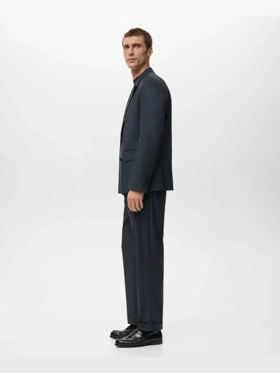 Мужские брюки от костюма Boston Slim-Fit MANGO — изображение 5 из 8, темно-синий