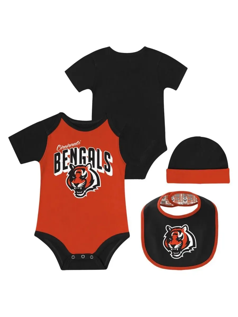 Комплект для новорожденных с боди и слюнявчиком и шапкой Cincinnati Bengals Dynamic Duo Outerstuff