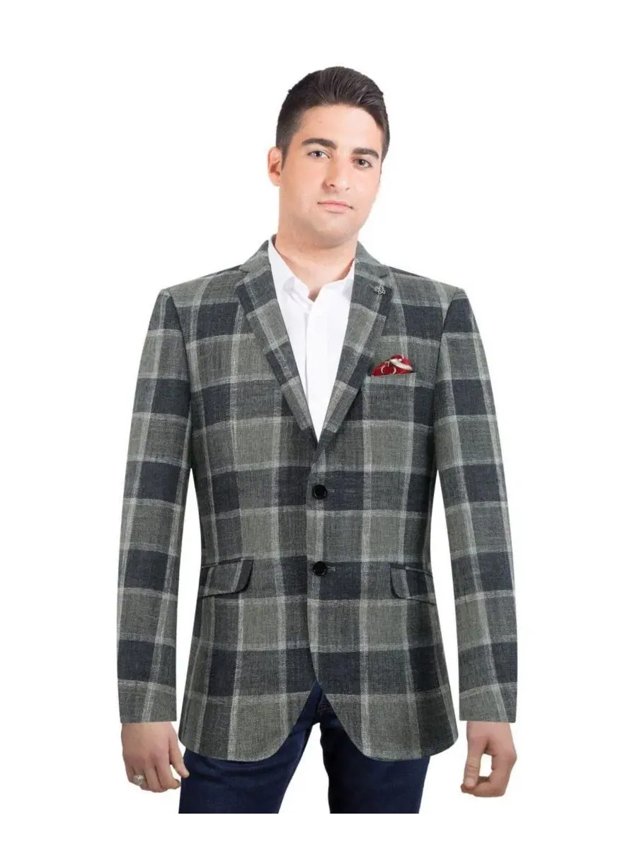 Пиджак спортивный с крупным принтом, Slim Fit, модель Big Plaid Elie Balleh