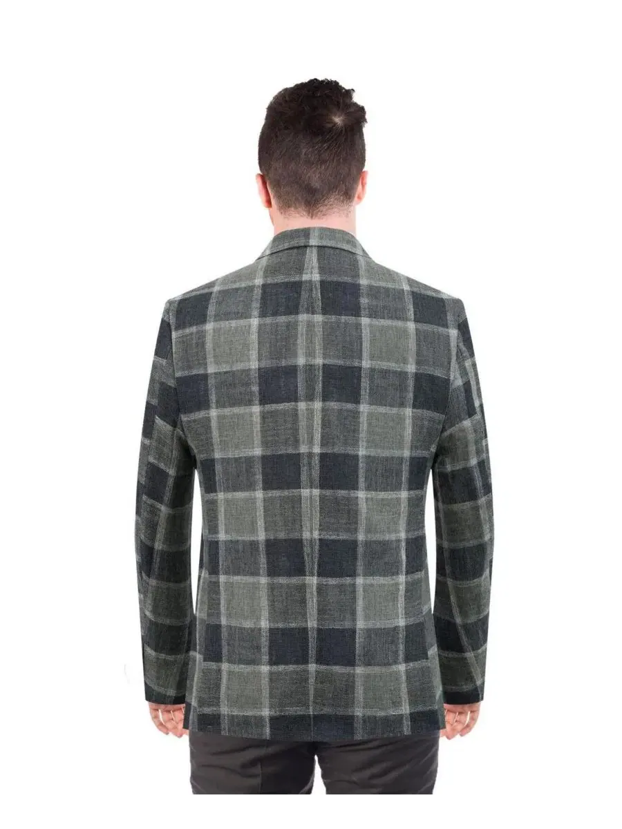 Пиджак спортивный с крупным принтом, Slim Fit, модель Big Plaid Elie Balleh — изображение 2 из 5, серый