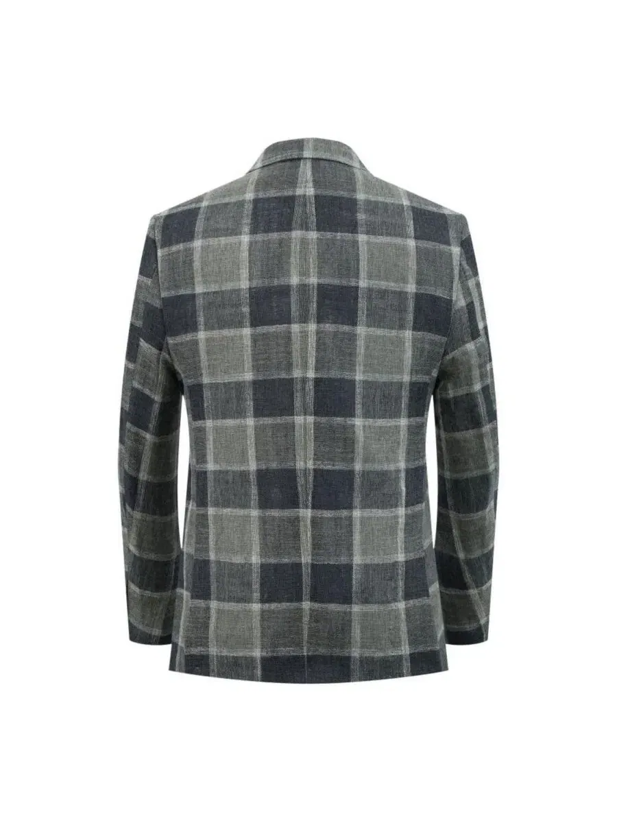 Пиджак спортивный с крупным принтом, Slim Fit, модель Big Plaid Elie Balleh — изображение 4 из 5, серый