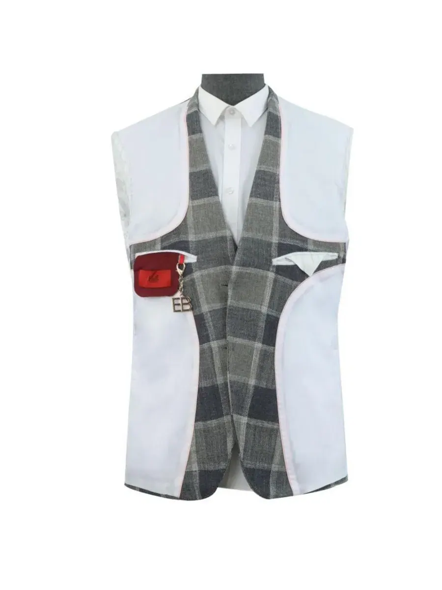 Пиджак спортивный с крупным принтом, Slim Fit, модель Big Plaid Elie Balleh — изображение 5 из 5, серый