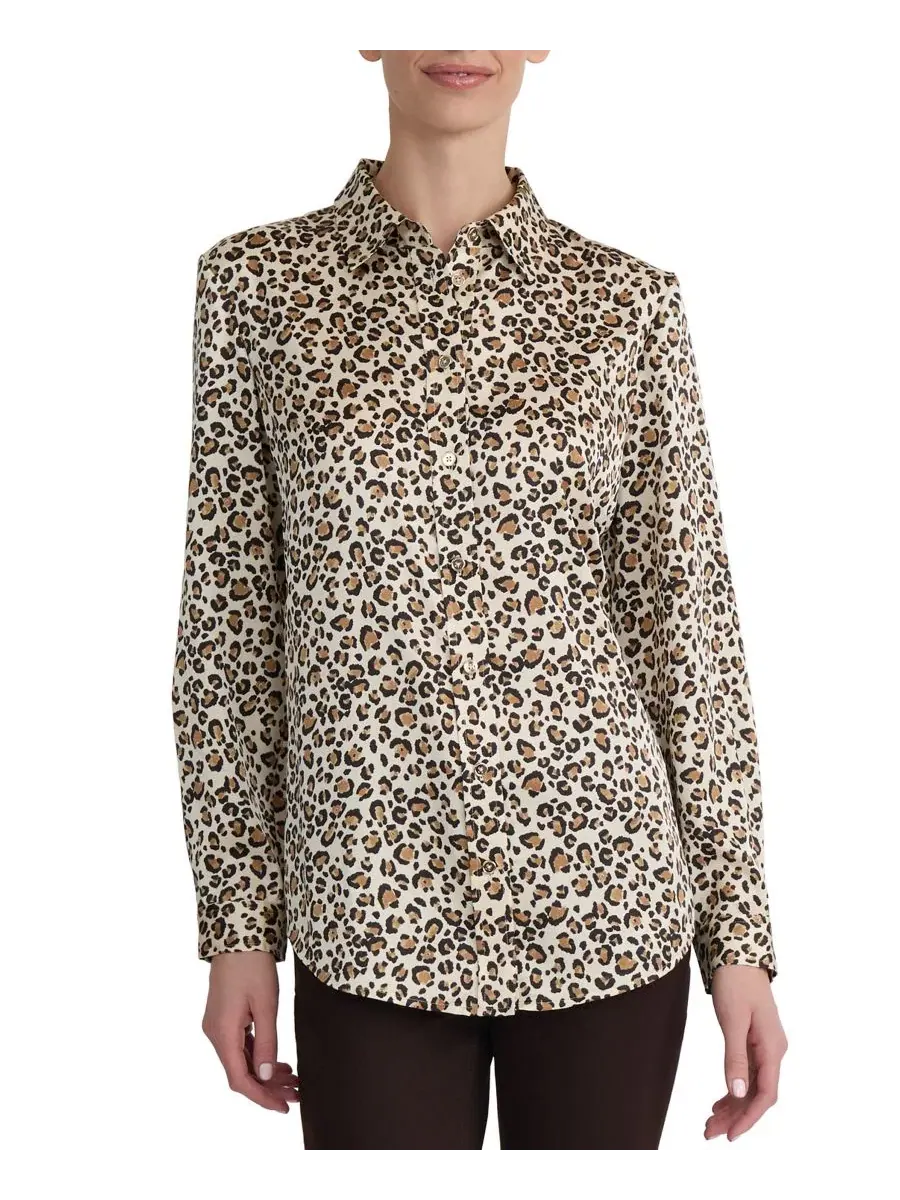 Блуза с воротником и длинным рукавом Utility Collared Jones New York