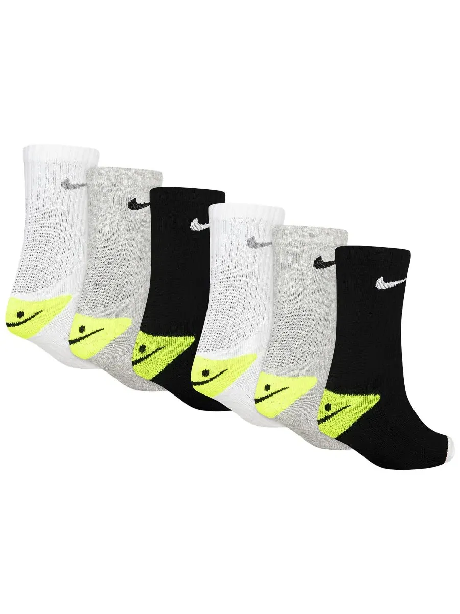 Комплект носков с принтом смайлики, 6 пар Nike — изображение 2 из 3, серый