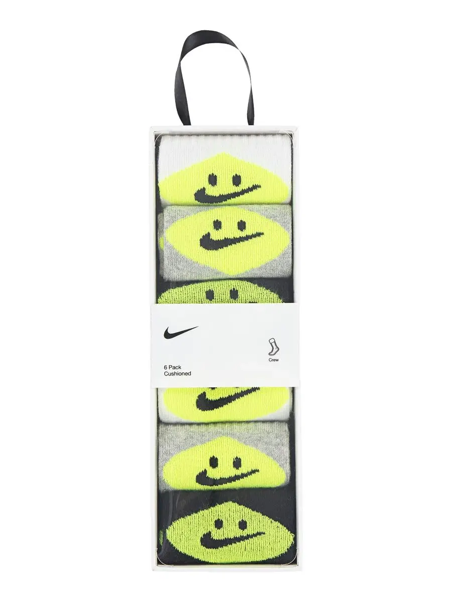 Комплект носков с принтом смайлики, 6 пар Nike — изображение 3 из 3, серый