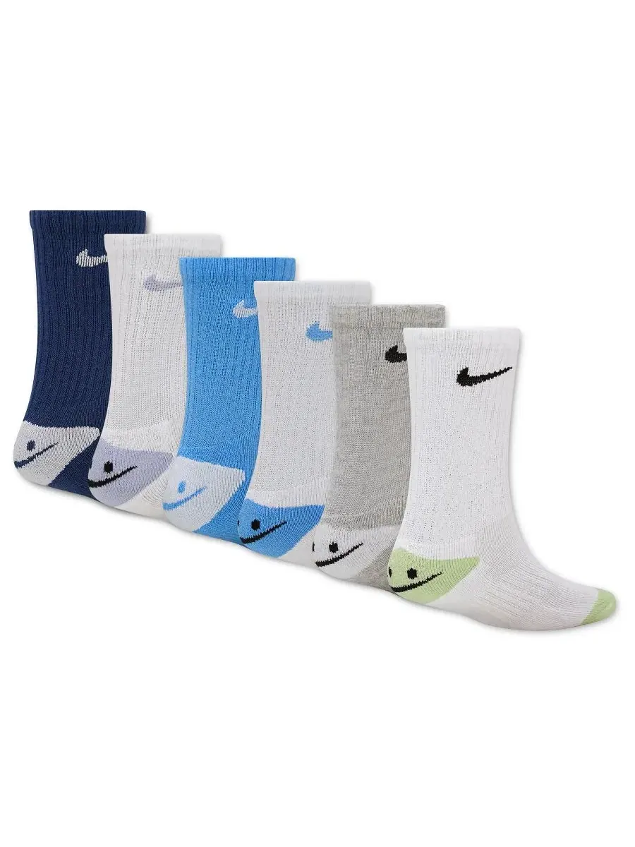 Комплект носков-слипонов с принтом смайликов, 6 пар, модель Smiley Dri-Fit Nike — изображение 2 из 4, темно-синий