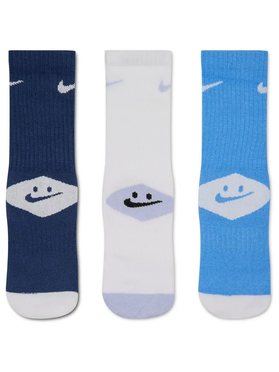 Комплект носков-слипонов с принтом смайликов, 6 пар, модель Smiley Dri-Fit Nike — изображение 3 из 4, темно-синий