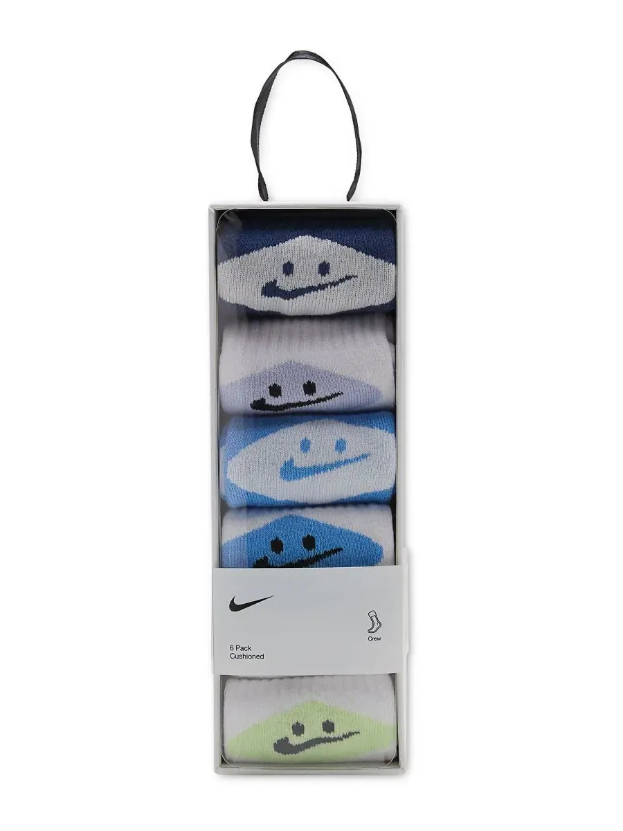 Комплект носков-слипонов с принтом смайликов, 6 пар, модель Smiley Dri-Fit Nike — изображение 4 из 4, темно-синий