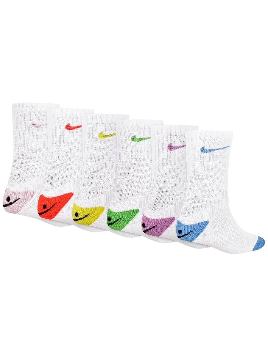 Комплект носков с улыбками из хлопка, 6 пар Nike — изображение 2 из 3, розовый