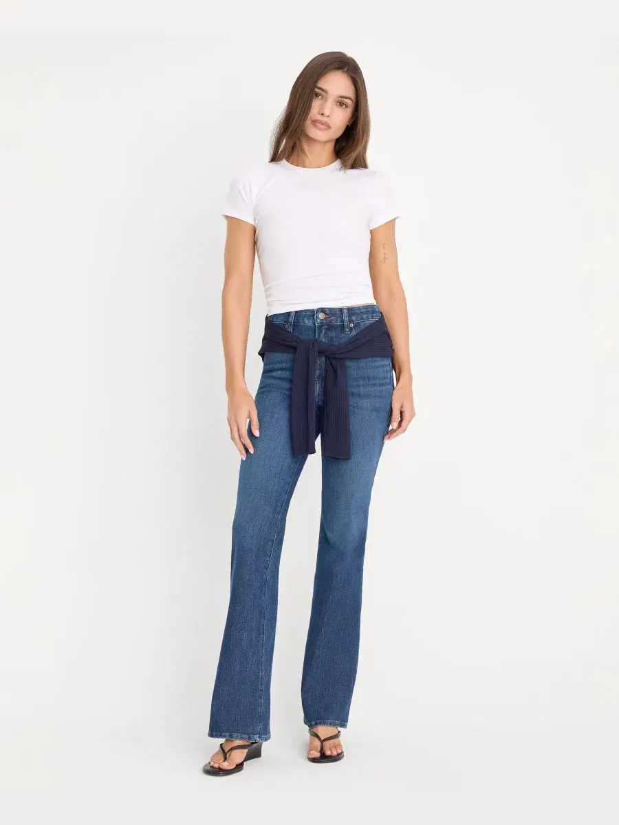 Джинсы клеш с высокой посадкой Good Classic High-Rise Bootcut Good American — изображение 2 из 4, синий