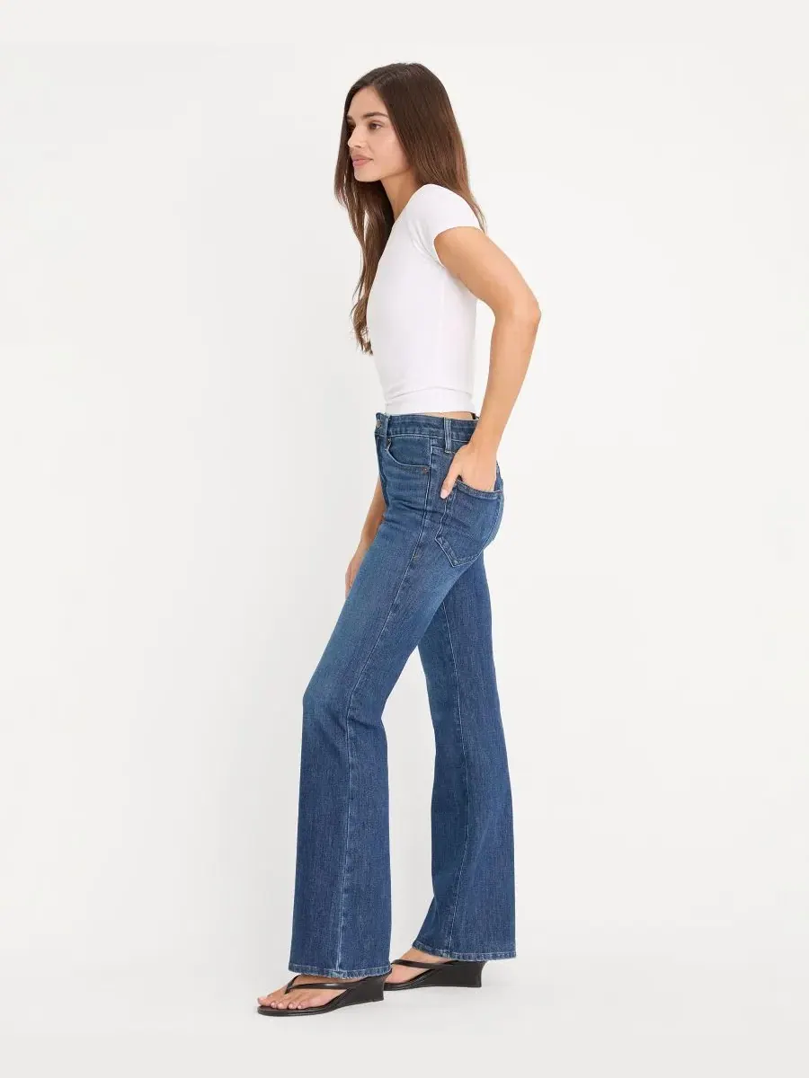 Джинсы клеш с высокой посадкой Good Classic High-Rise Bootcut Good American — изображение 3 из 4, синий