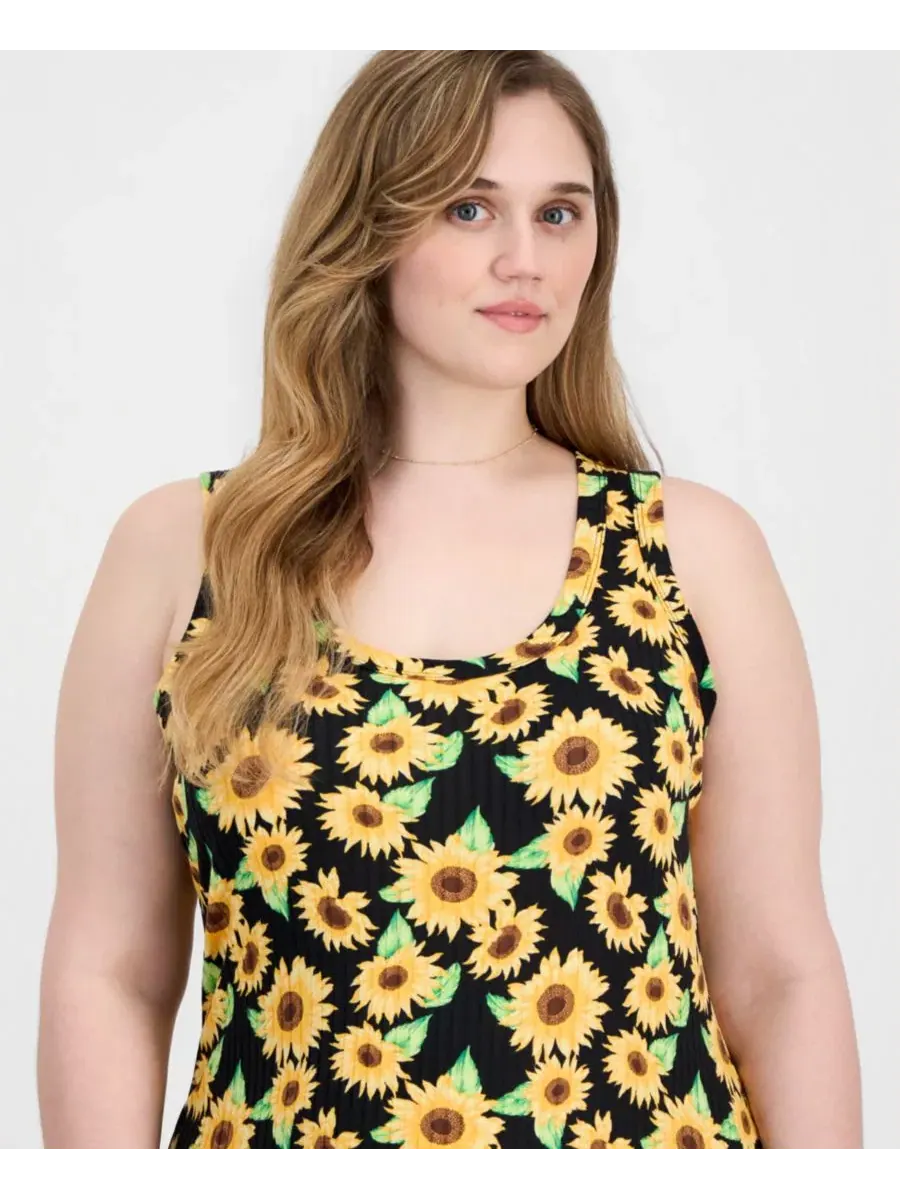 Платье-макси без рукавов с принтом Sunny Sunflower Black FULL CIRCLE TRENDS — изображение 3 из 3, черный