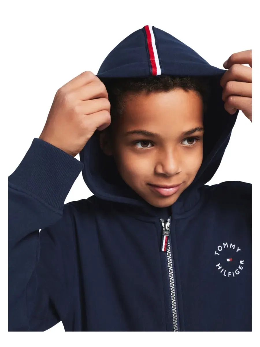 Худи на молнии с капюшоном Tommy Hilfiger — изображение 2 из 9, темно-синий