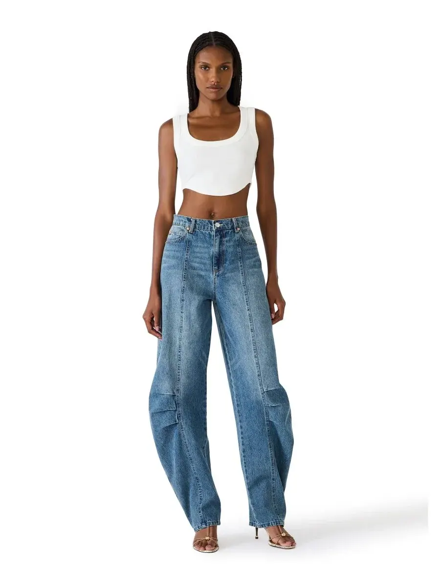 Джинсы свободного кроя Austin Loose-Barrel Ankle Steve Madden — изображение 2 из 5, синий