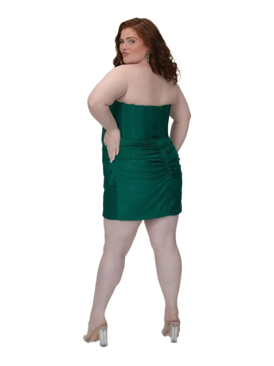 Платье-мини без бретелек с корсетом, модель Oh My Sparkle Party Dress Sydney's Closet — изображение 2 из 3, зеленый