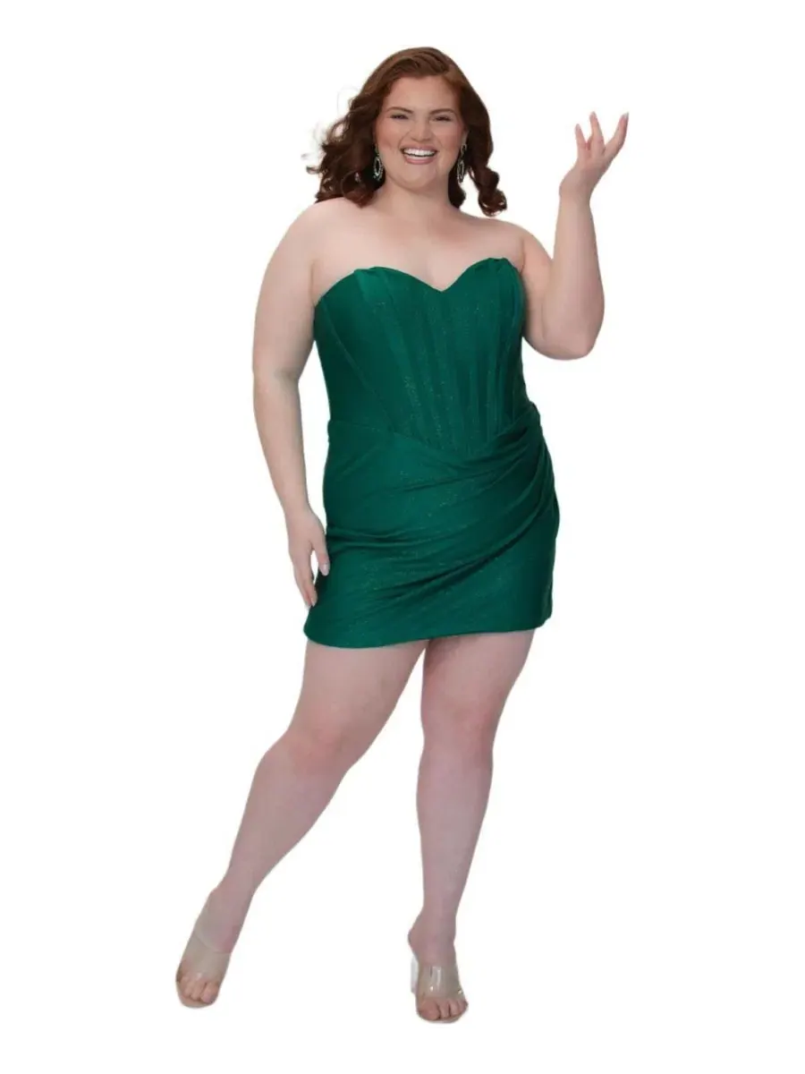 Платье-мини без бретелек с корсетом, модель Oh My Sparkle Party Dress Sydney's Closet — изображение 3 из 3, зеленый