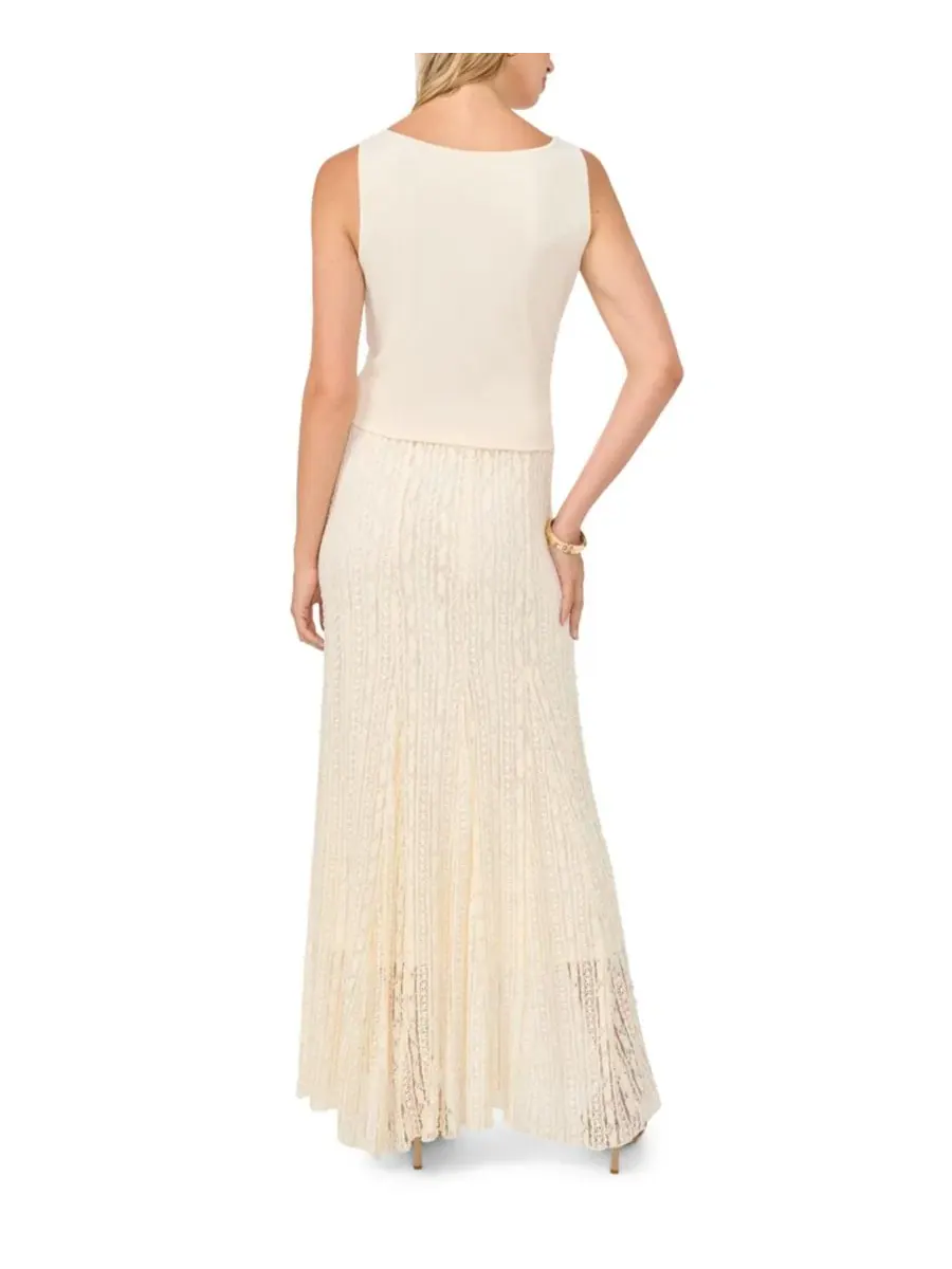 Юбка макси из трикотажа с клиньями-годе, модель Knit Godet Maxi Skirt Vince Camuto — изображение 5 из 5, слоновая кость