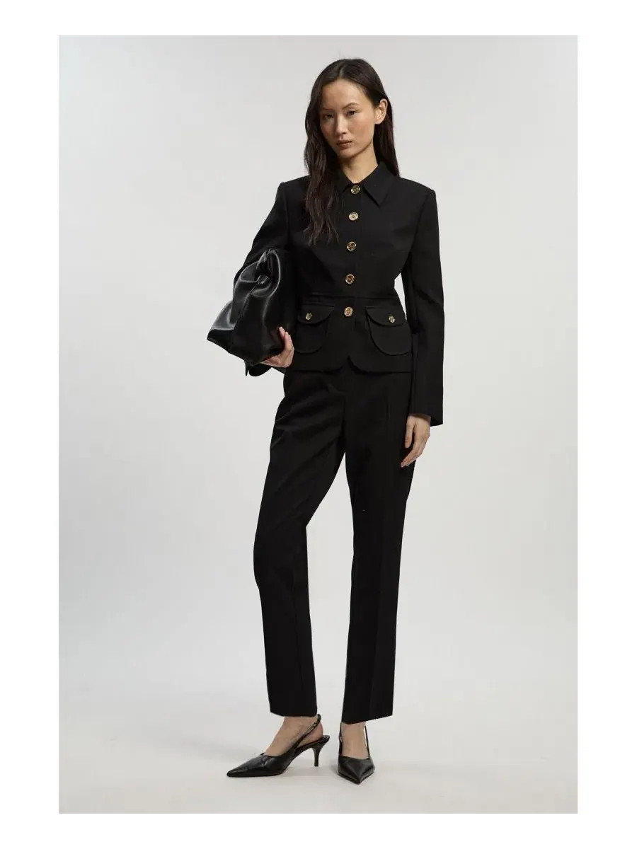 Женский текстурированный приталенный жакет Karen Millen — изображение 10 из 10, черный